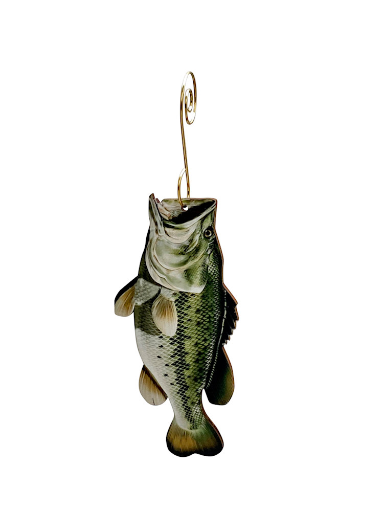 Bass Fish Ornament made from Eco Friendly Wood