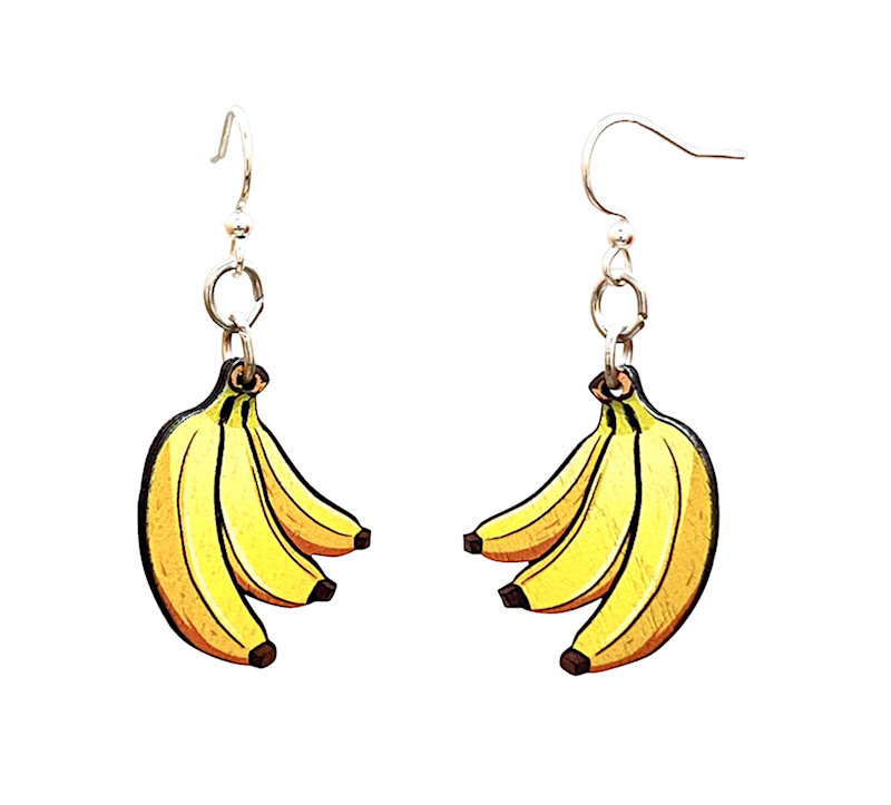 Banana Earrings made from Eco Friendly Wood