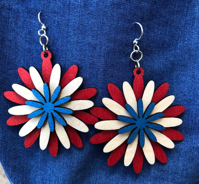 Limited Edition Patriotic Petaled Layer Flower Earrings!