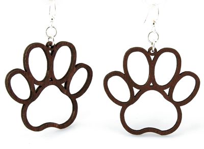 Dog paw print earrings, eco-friendly laser-cut jewelry made in USA