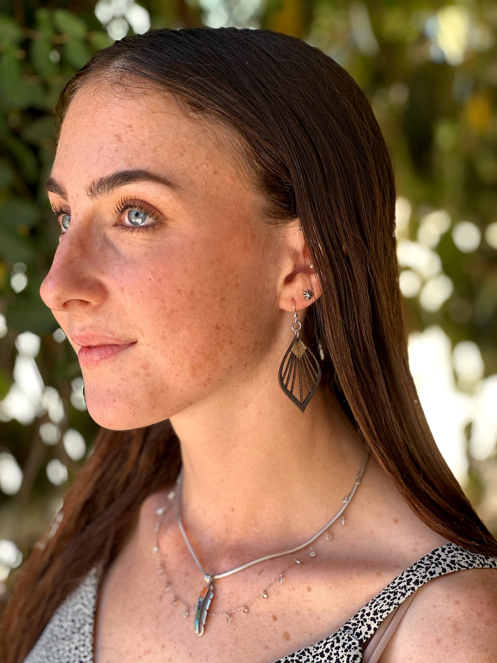 Fan Leaf Palm Earrings # 1028