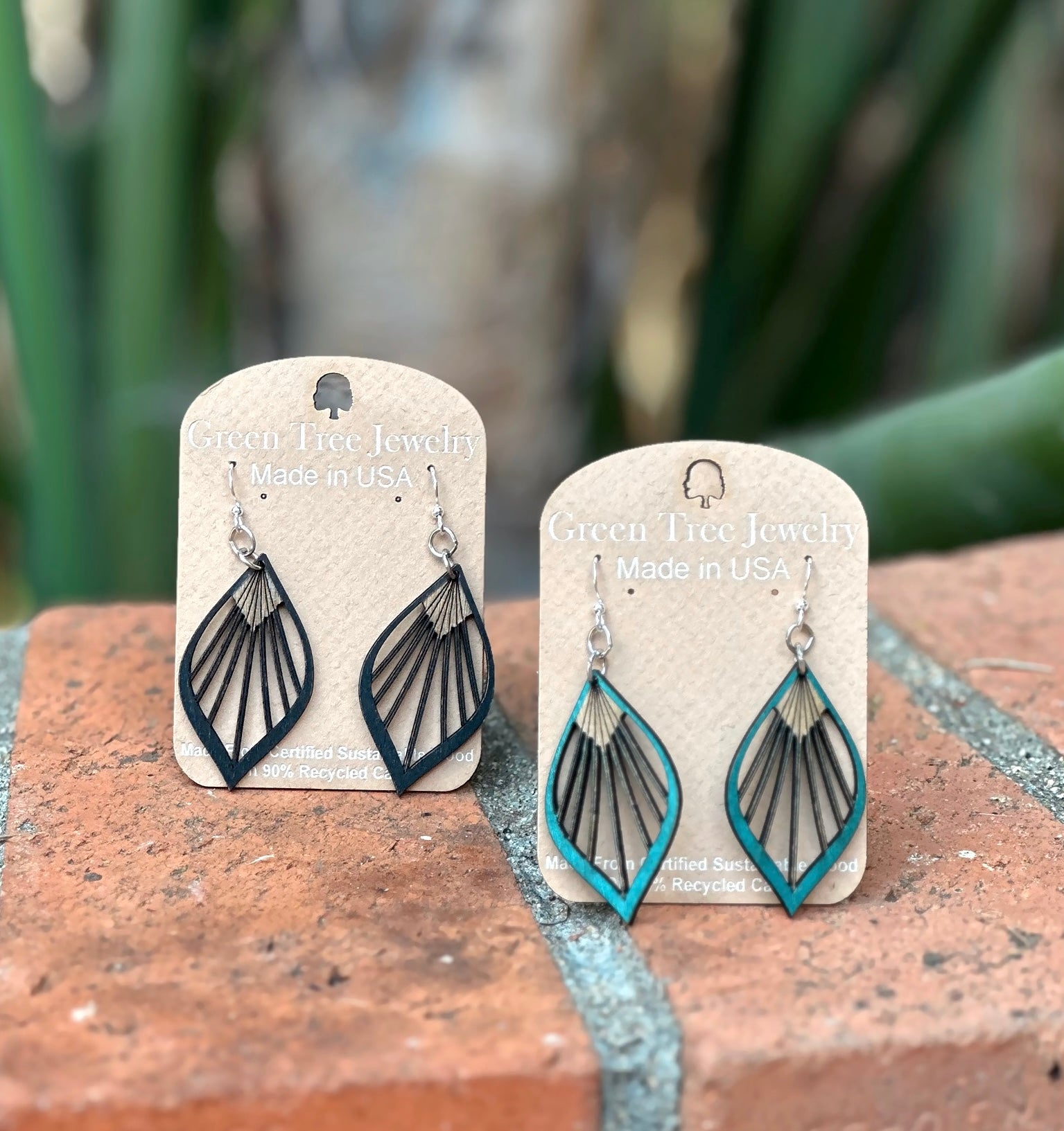Fan Leaf Palm Earrings # 1028