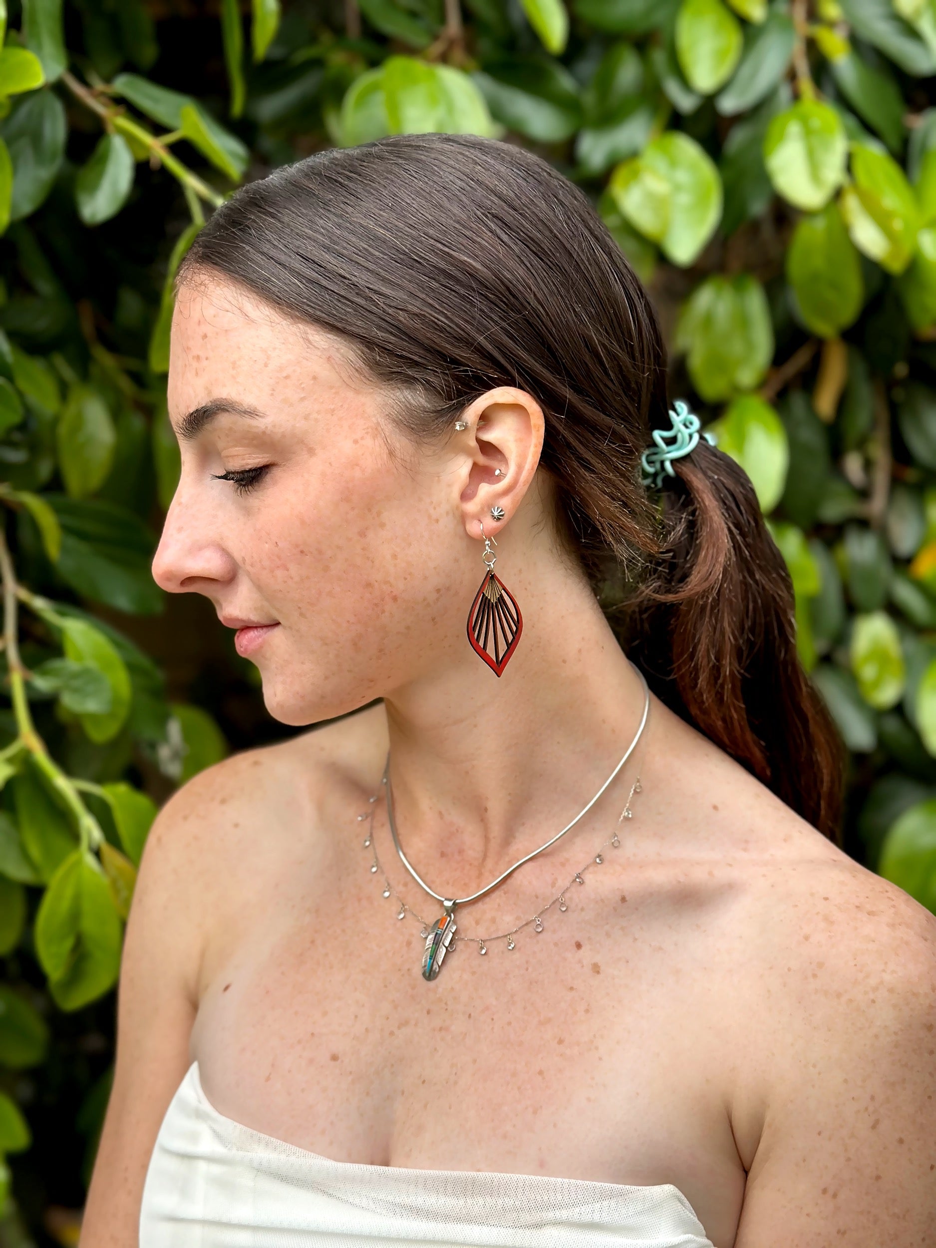Fan Leaf Palm Earrings # 1028
