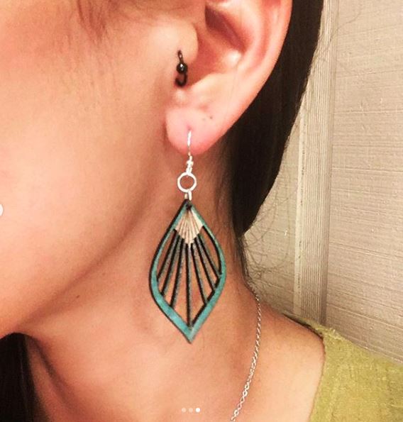 Fan Leaf Palm Earrings # 1028