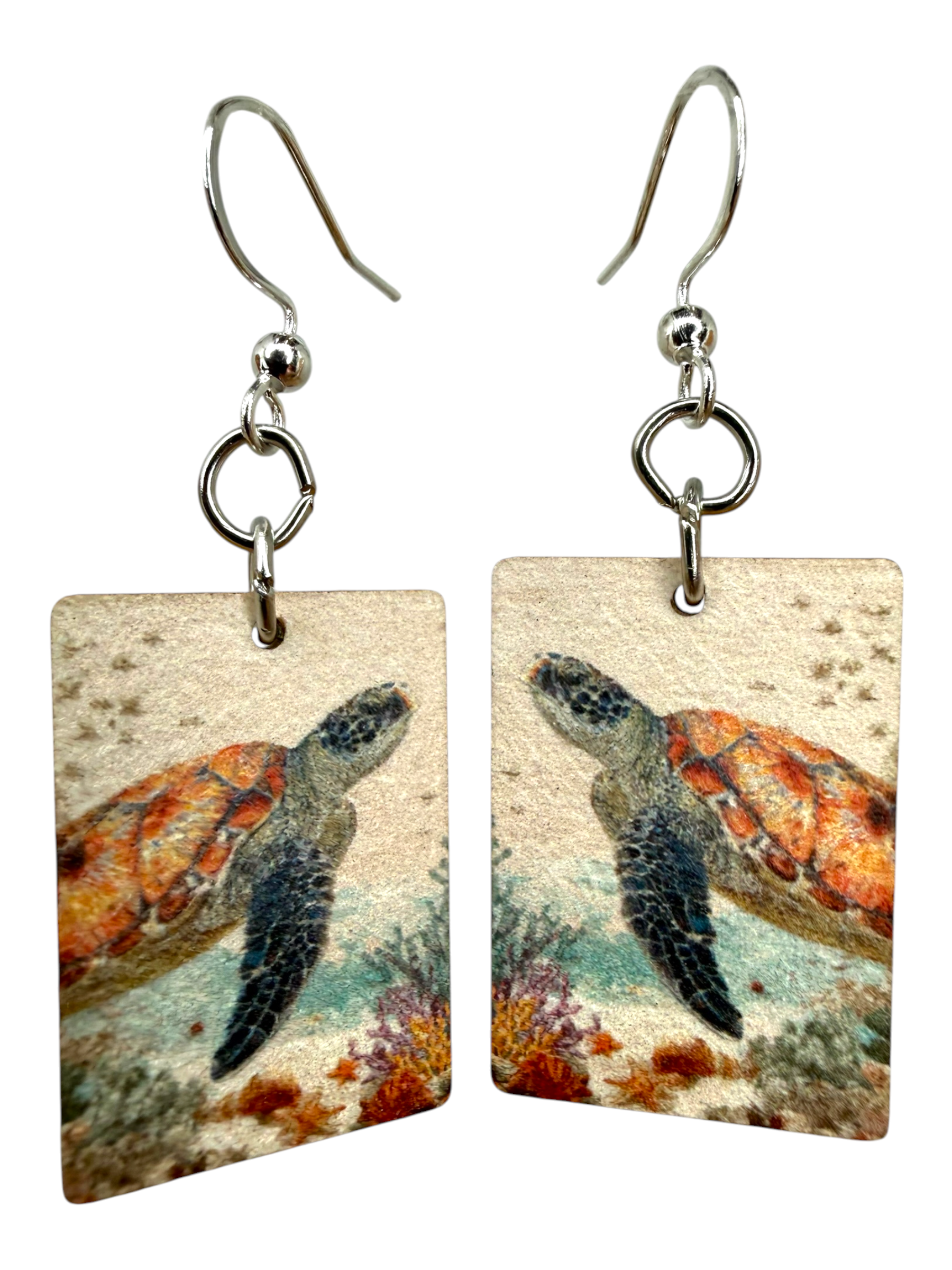 Frágil Qué | Colección de pendientes artísticos de tortuga marina | 11x20