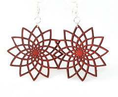 Star flower earrings with pointed petals, eco-friendly jewelry made in USA