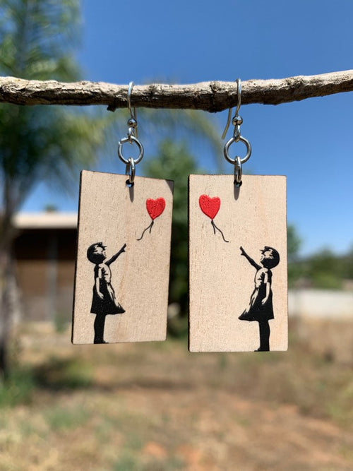 Banksy Floating Away Earrings #1511