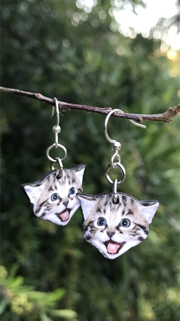 Playful Kitten Earrings #1527