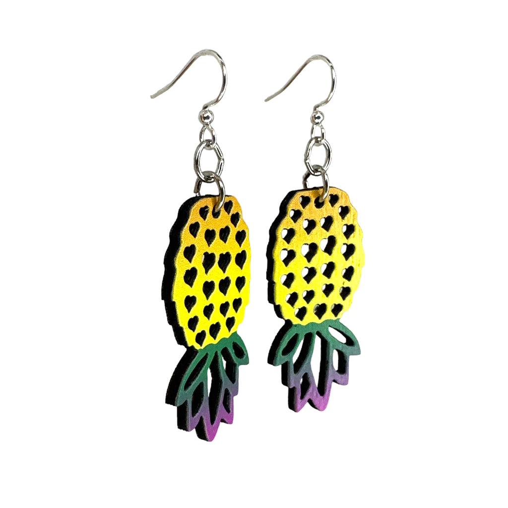 Upside-Down Pineapple Love Earrings #1537