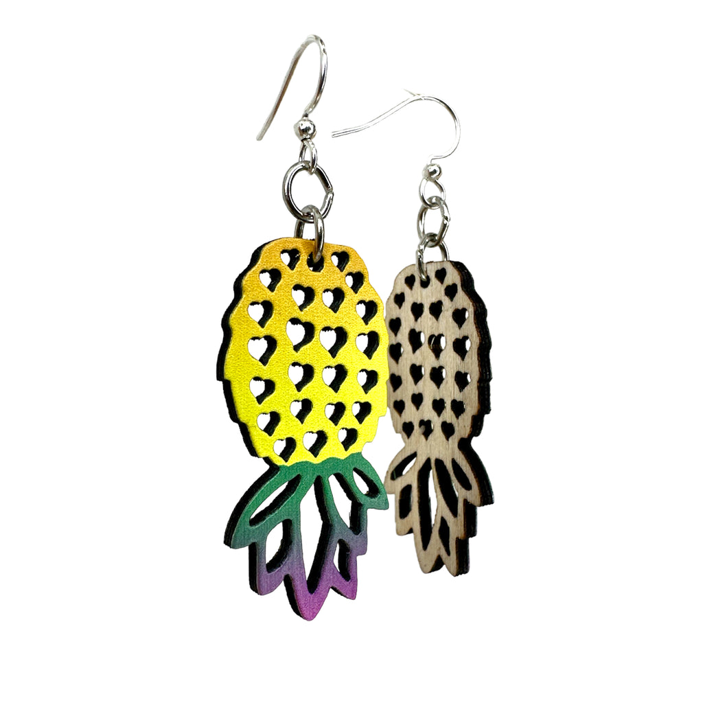 Upside-Down Pineapple Love Earrings #1537