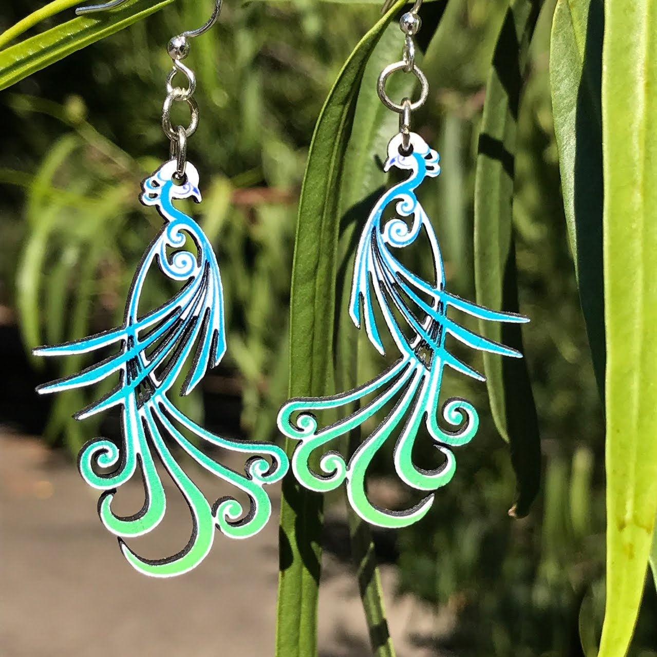 Flowing Peacock Earrings #1538
