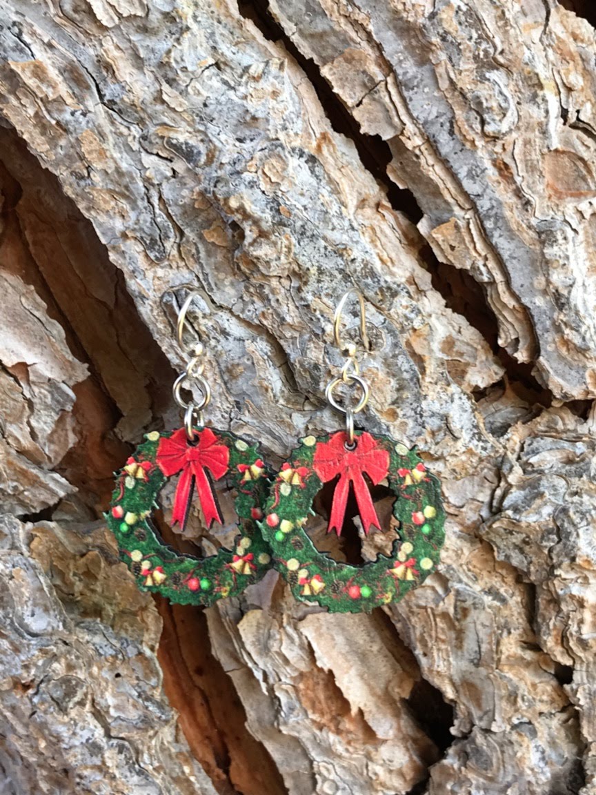 Small Christmas Wreath Earrings #1550