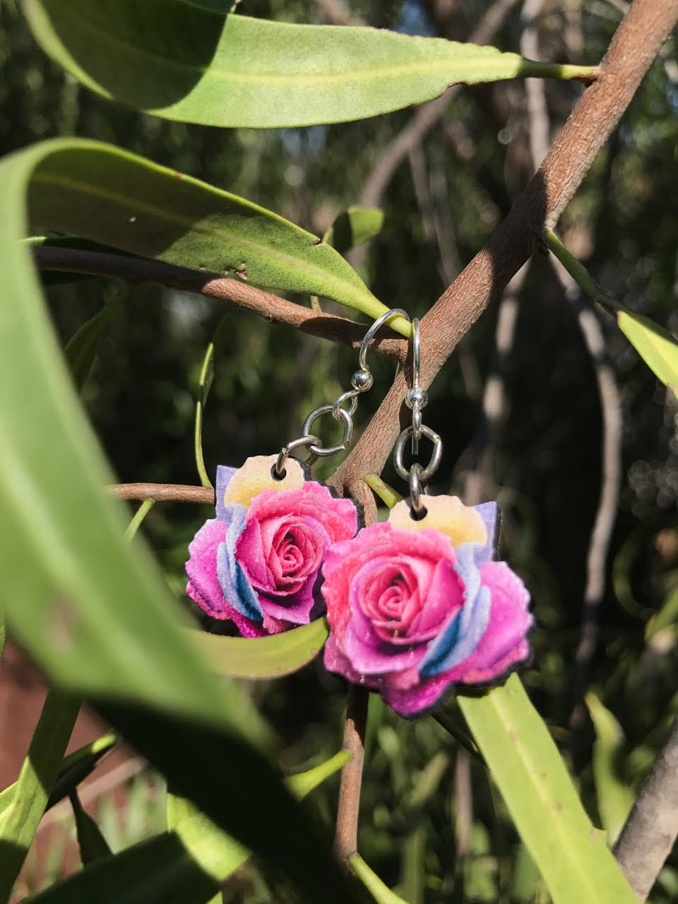 Multi-Color Rose Blossom Earrings #161