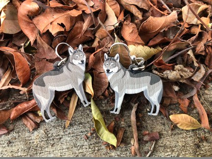 Grey Wolf Earrings #1620