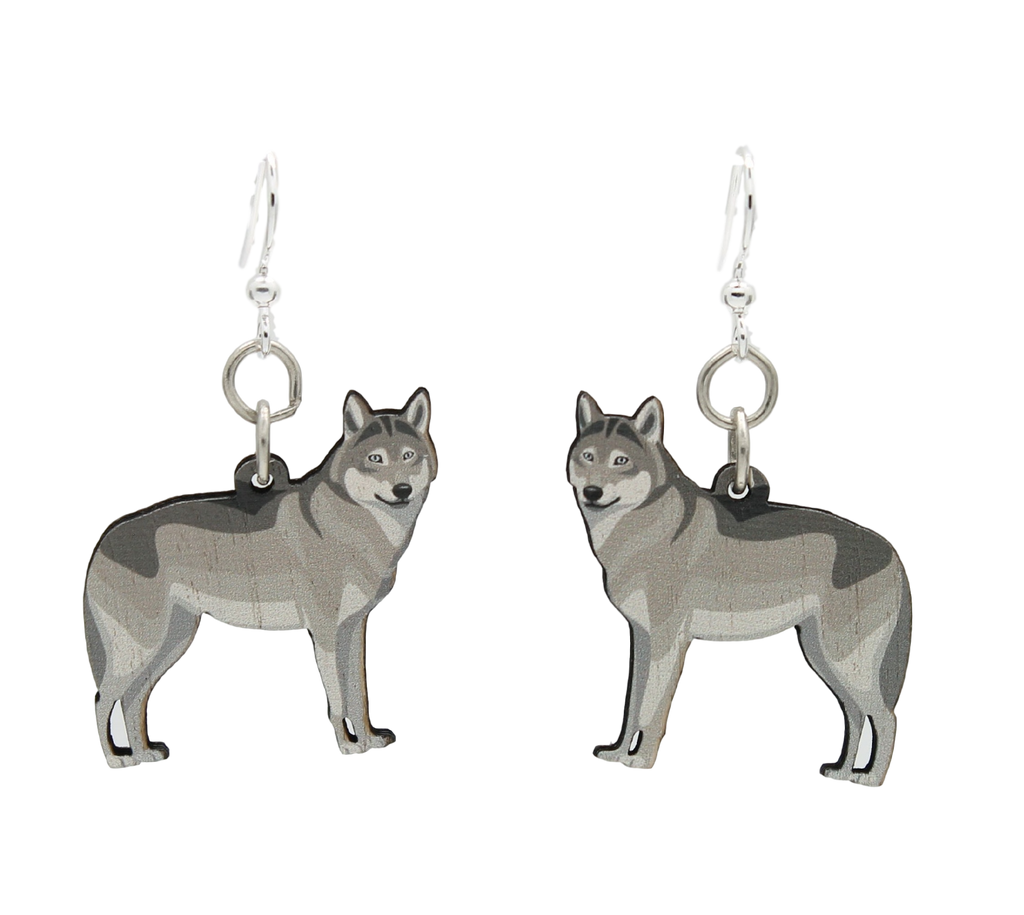 Grey Wolf Earrings #1620