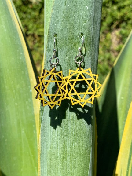 Anahata Chakra Wood Earrings #1633