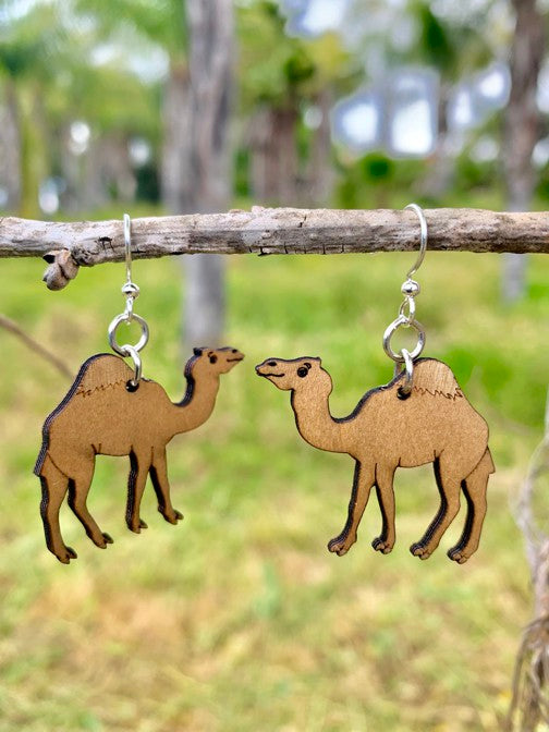 Camel Wood Earrings #1649