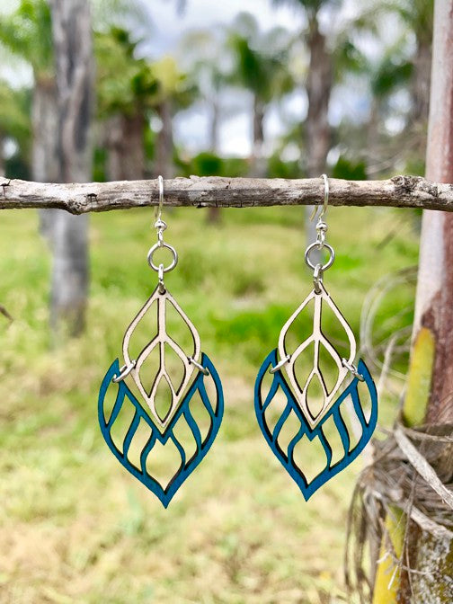 Flame Tip Wood Earrings #1651