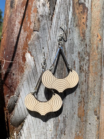 Arabesque Marble Wood Earrings #1657