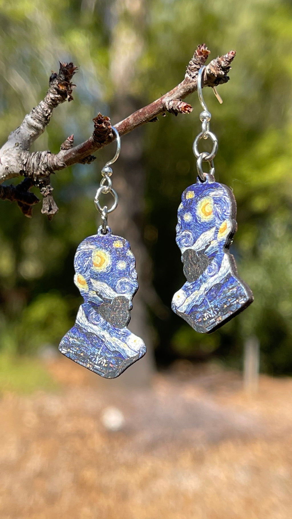Van Gogh Starry Night Portrait Earrings #1697