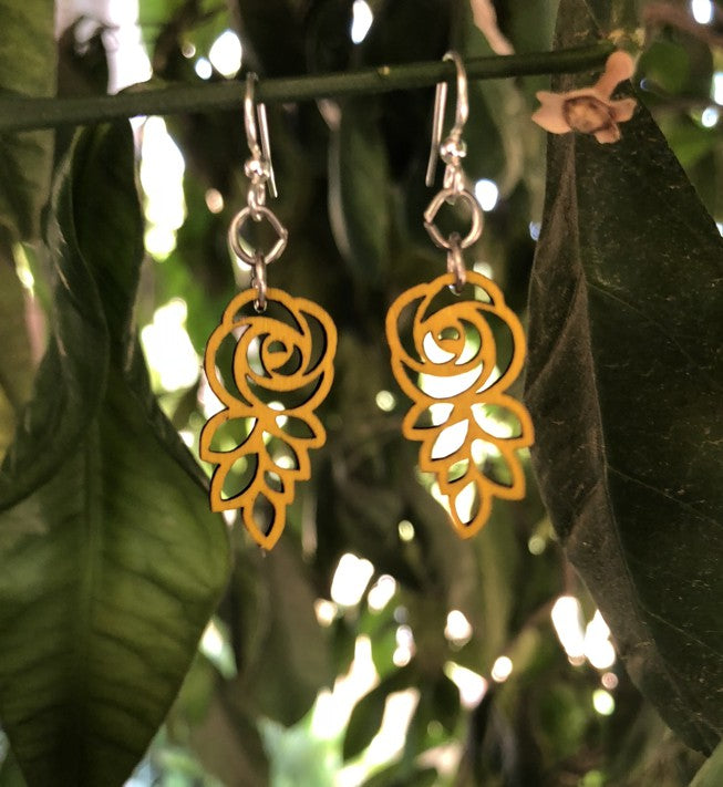 Leafed Blossom Rose Earrings #175