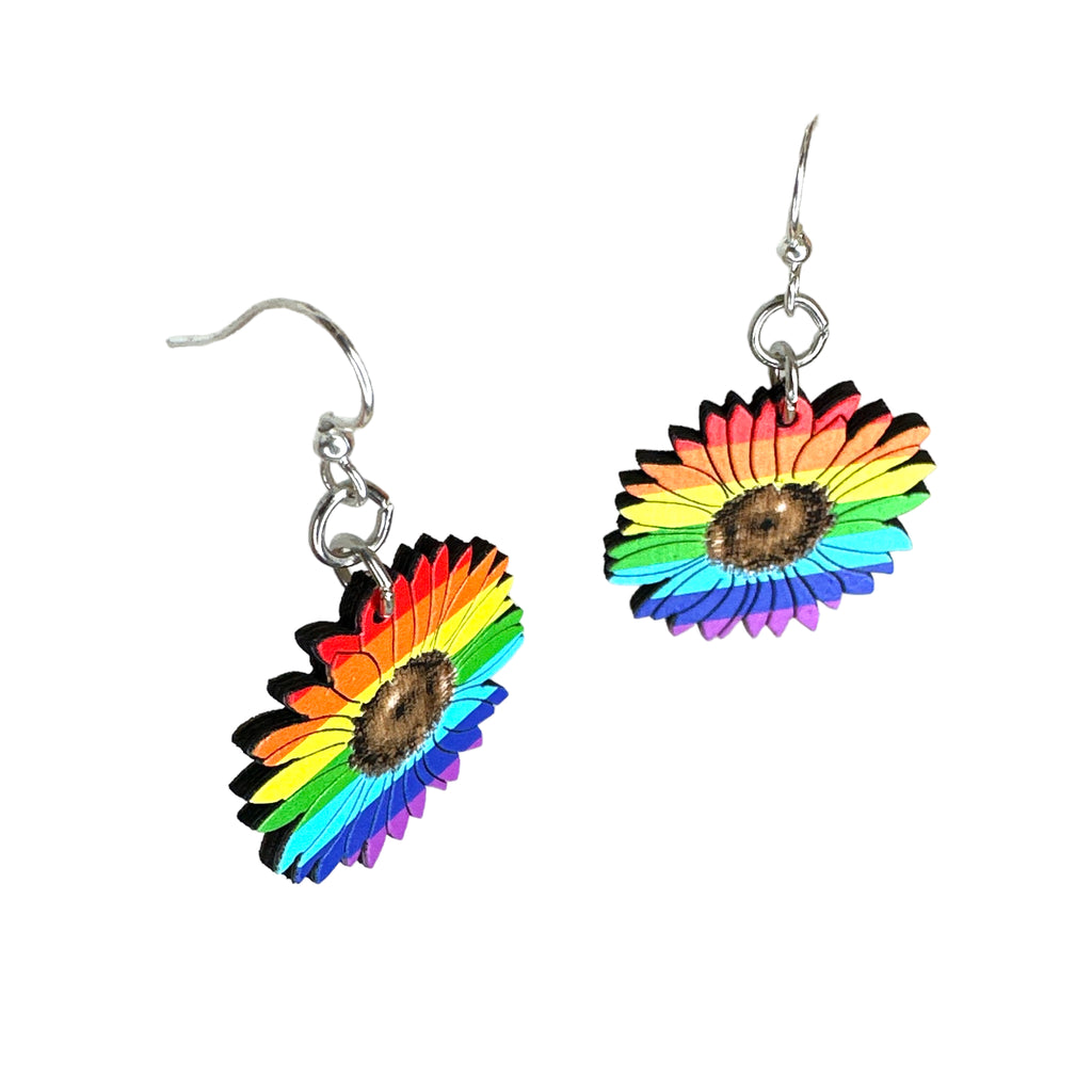 Rainbow Sunflower Earrings #1769