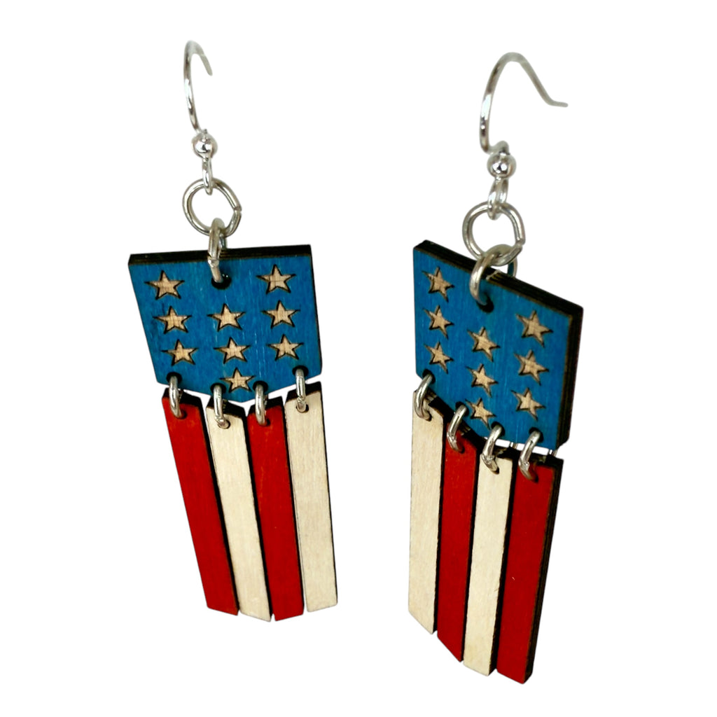 American Flag Dangle Earrings #1776