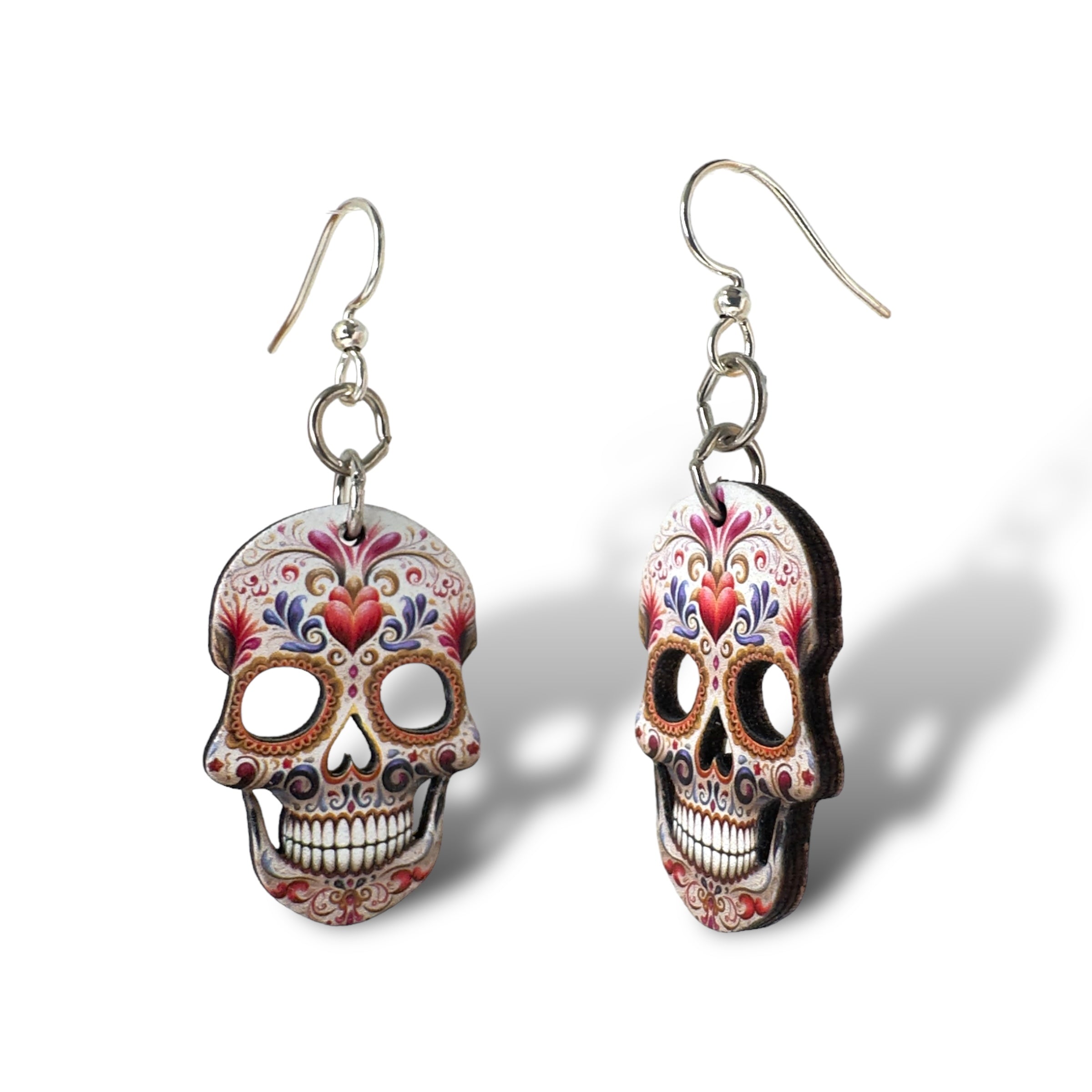 Sugar Skull Heart Earrings #1791