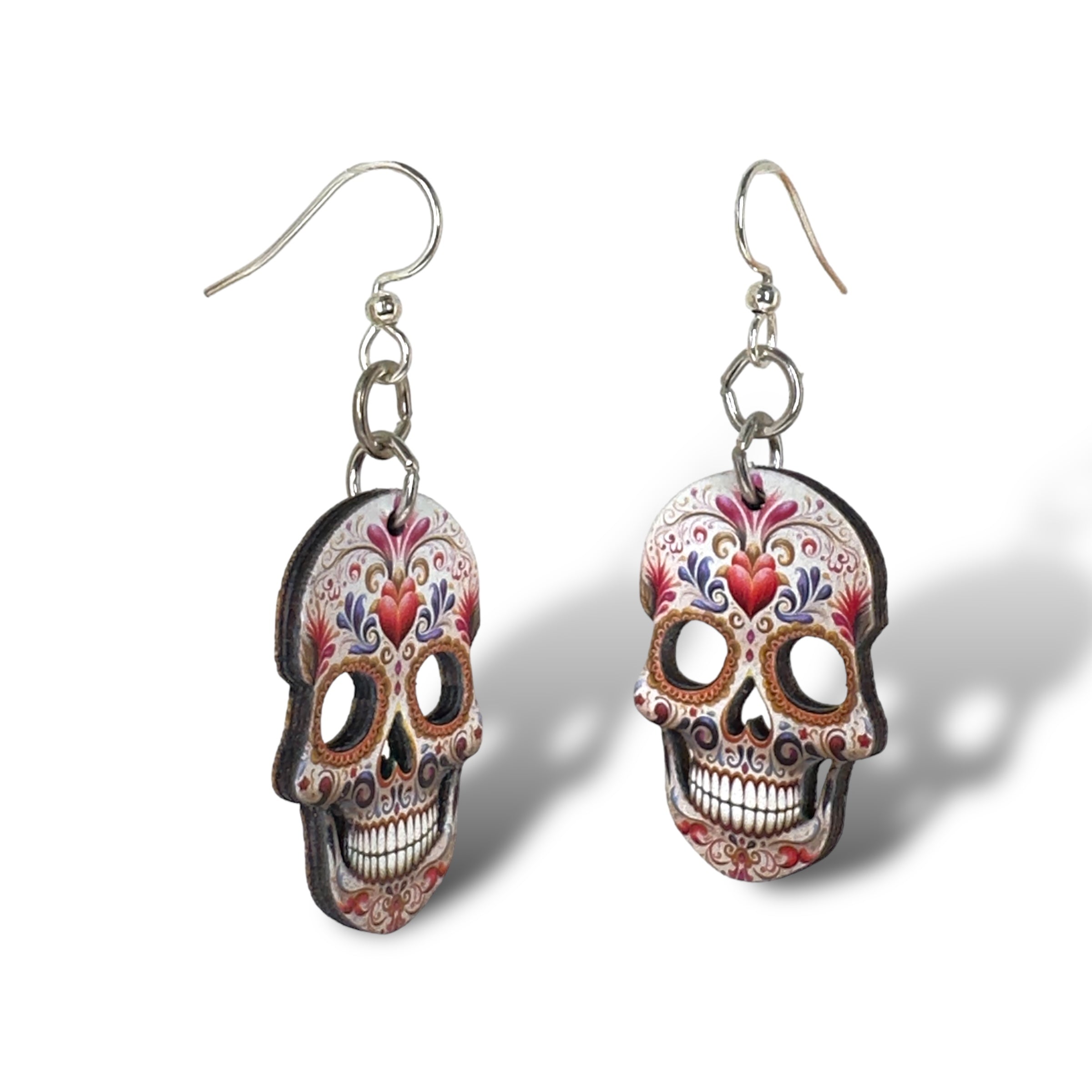 Sugar Skull Heart Earrings #1791