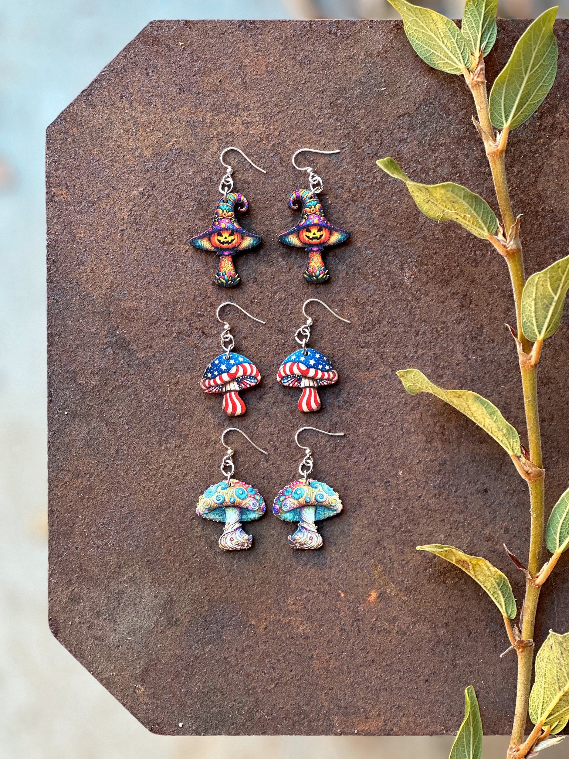 Halloween Mushroom Earrings #1821