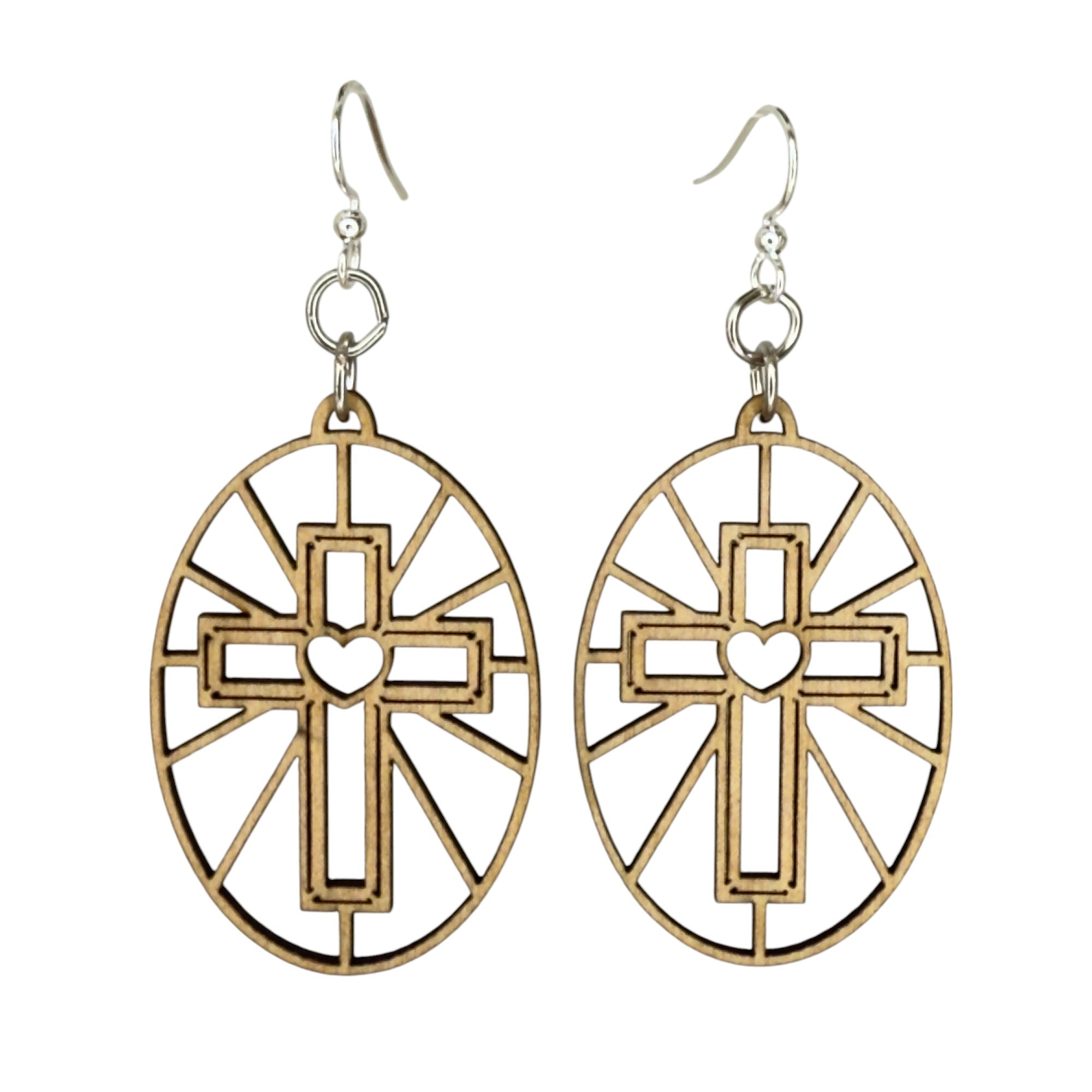 Sacred Heart Cross Earrings  #1835