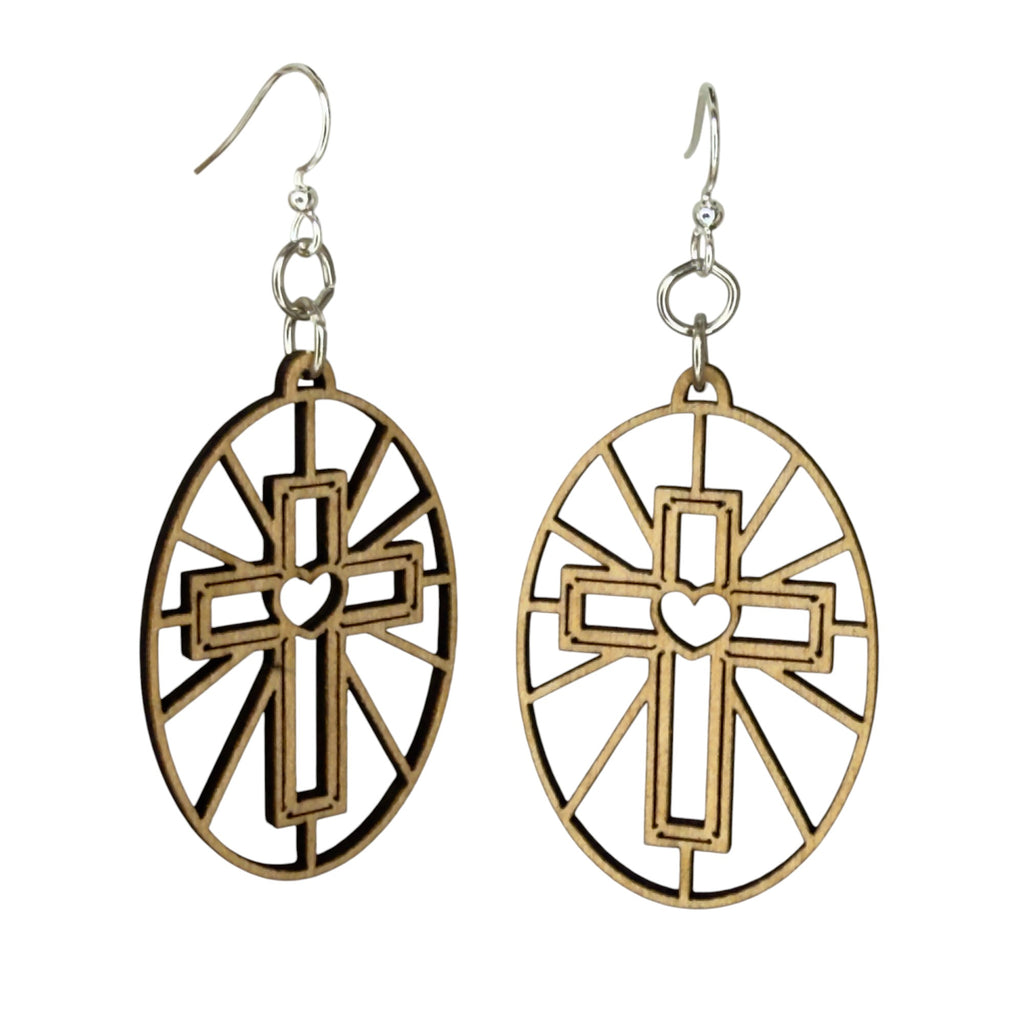 Sacred Heart Cross Earrings  #1835