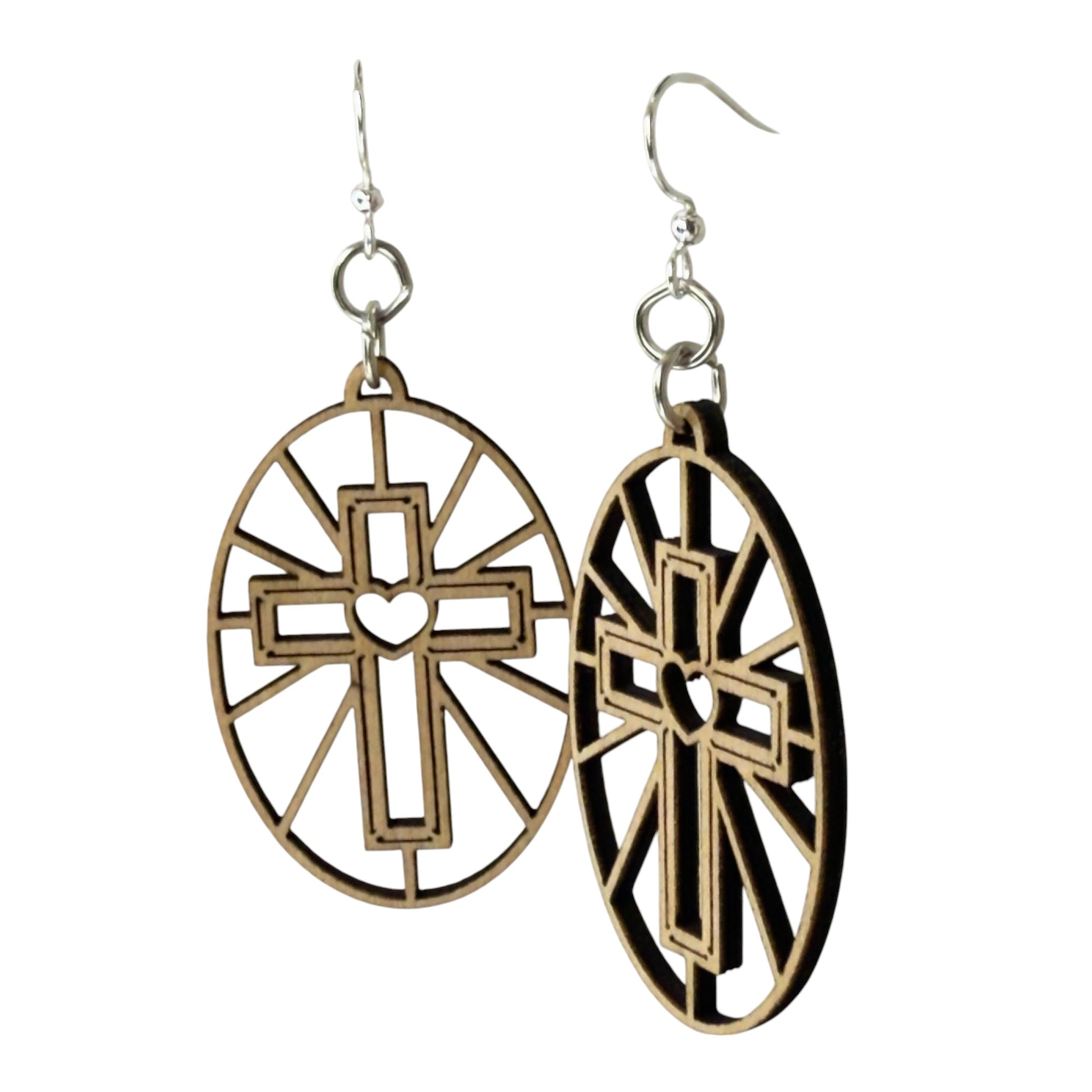 Sacred Heart Cross Earrings  #1835