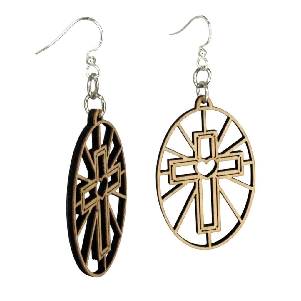 Sacred Heart Cross Earrings  #1835