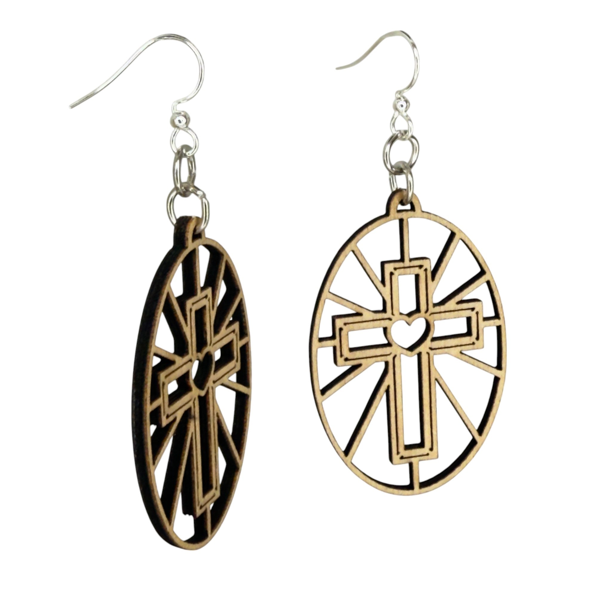 Sacred Heart Cross Earrings  #1835