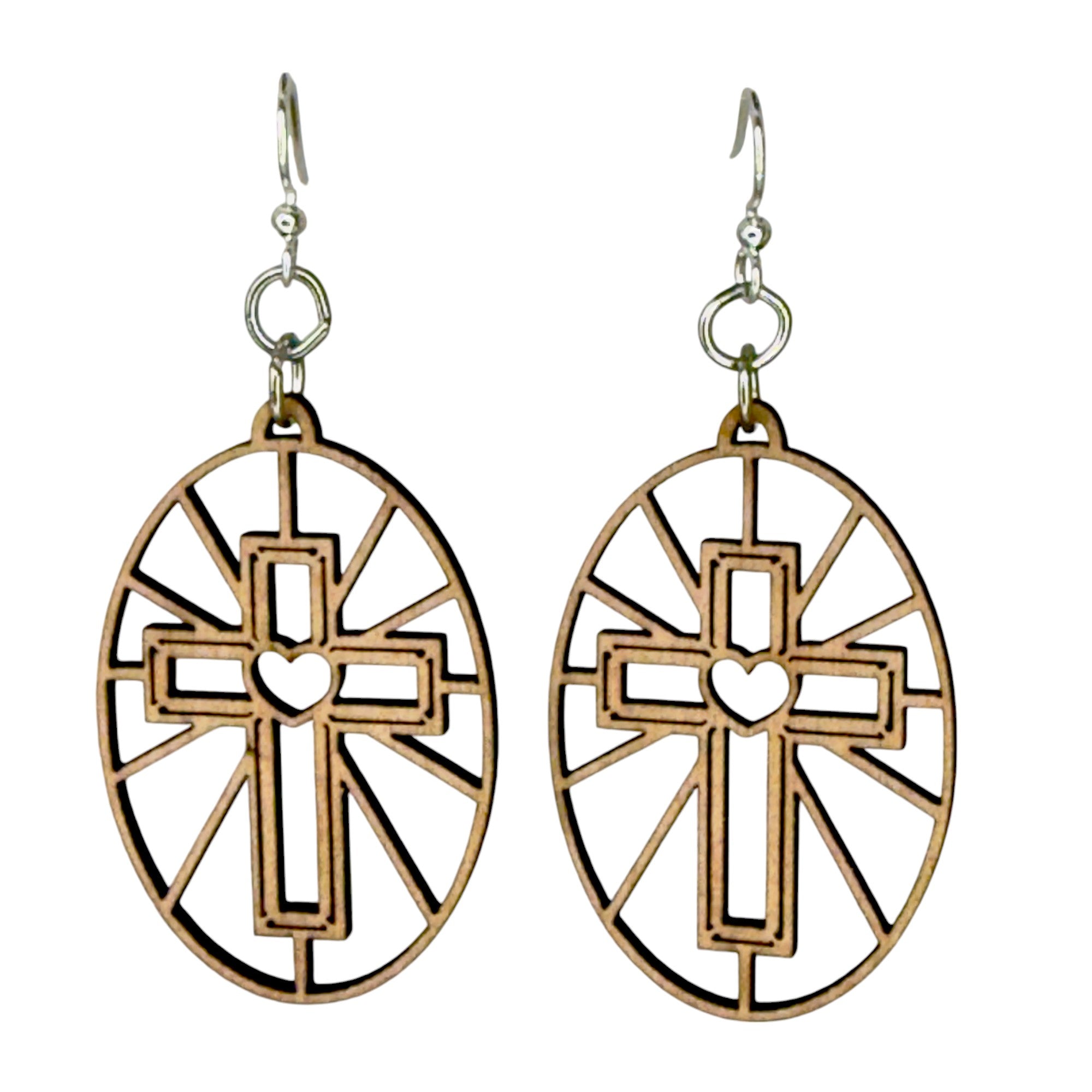 Sacred Heart Cross Earrings  #1835