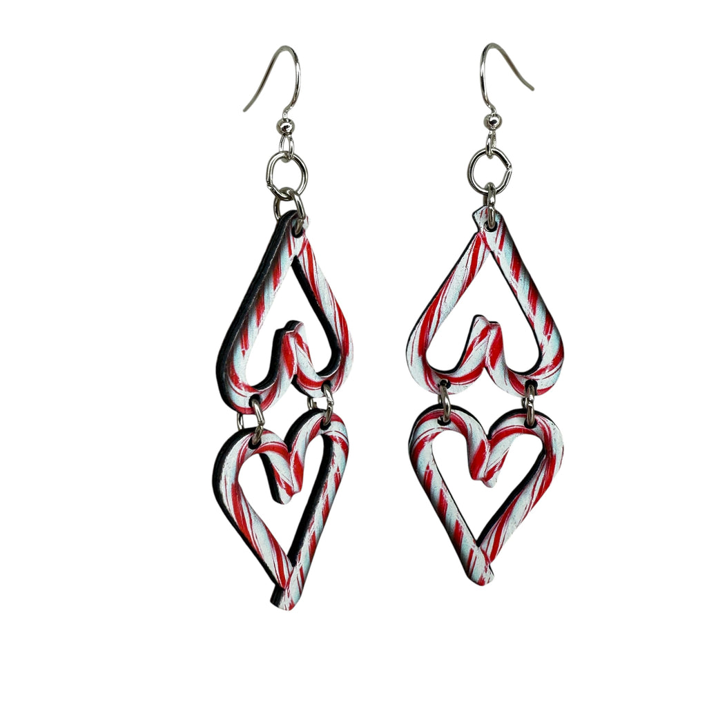 Candy Cane Heart Earrings #1837