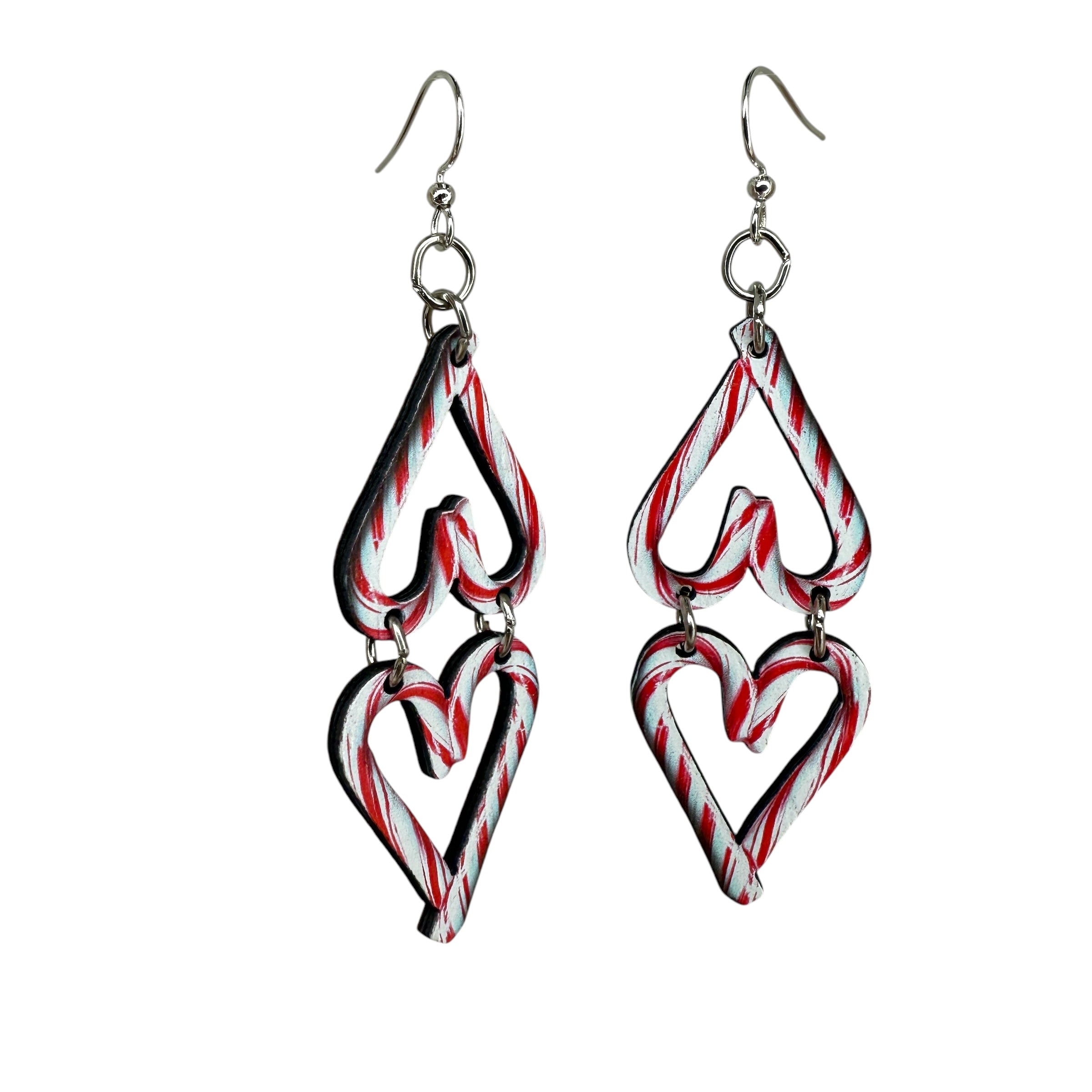 Candy Cane Heart Earrings #1837