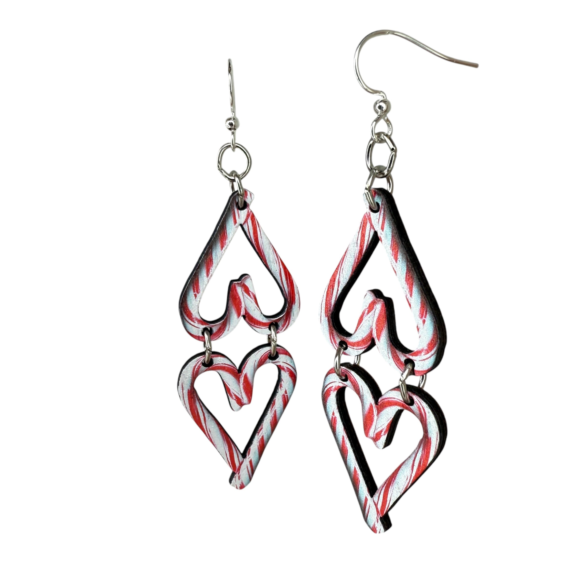 Candy Cane Heart Earrings #1837
