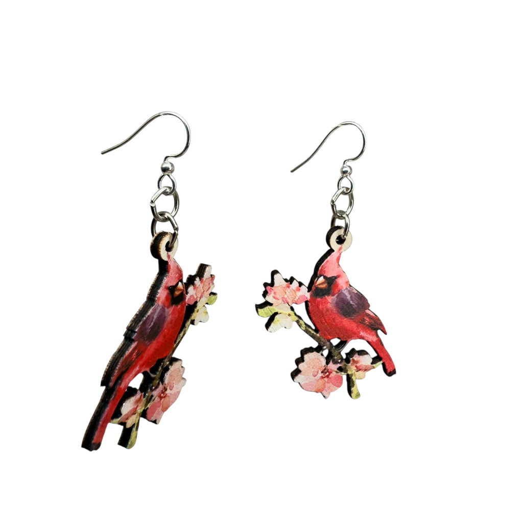 Watercolor Cardinal Earrings #1863