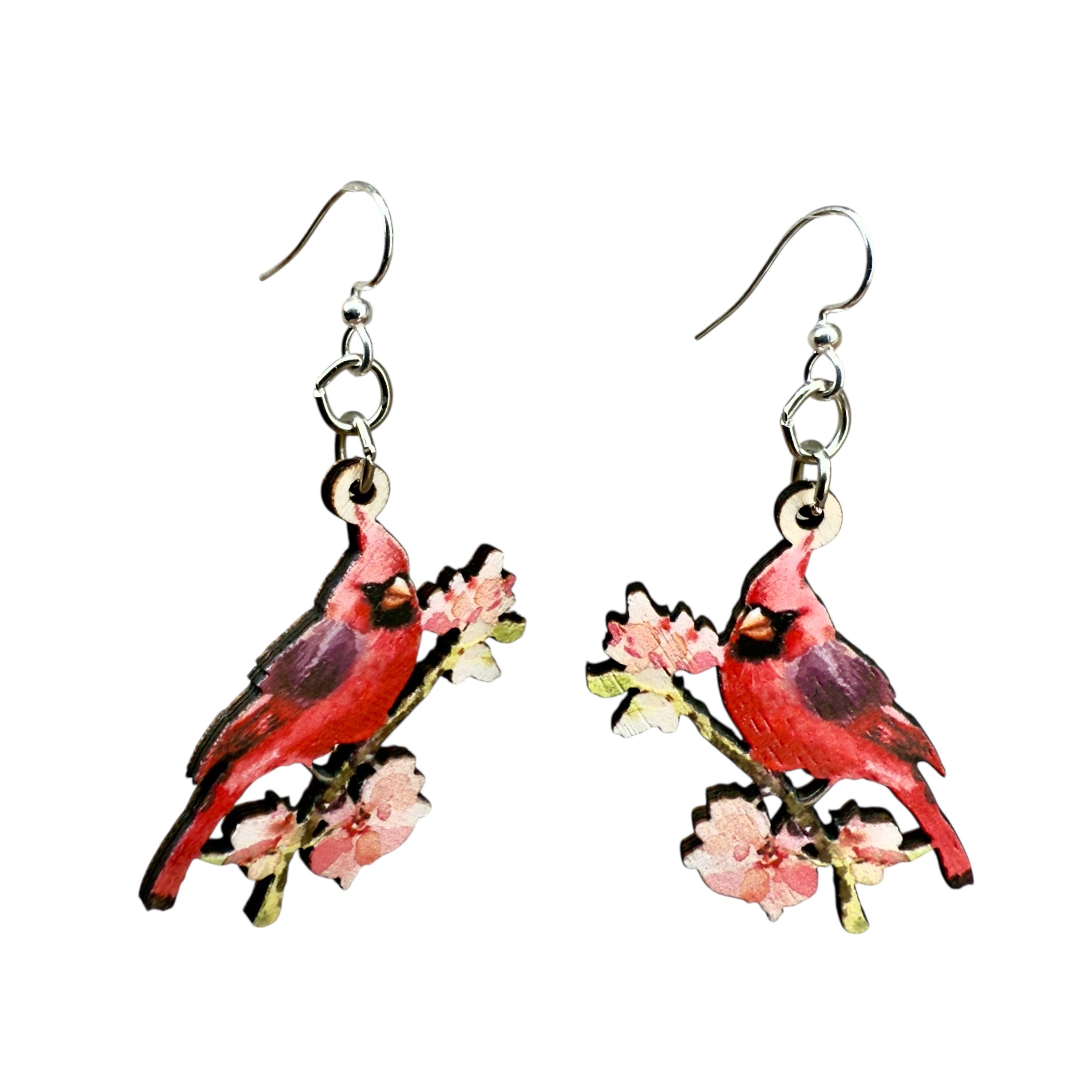 Watercolor Cardinal Earrings #1863