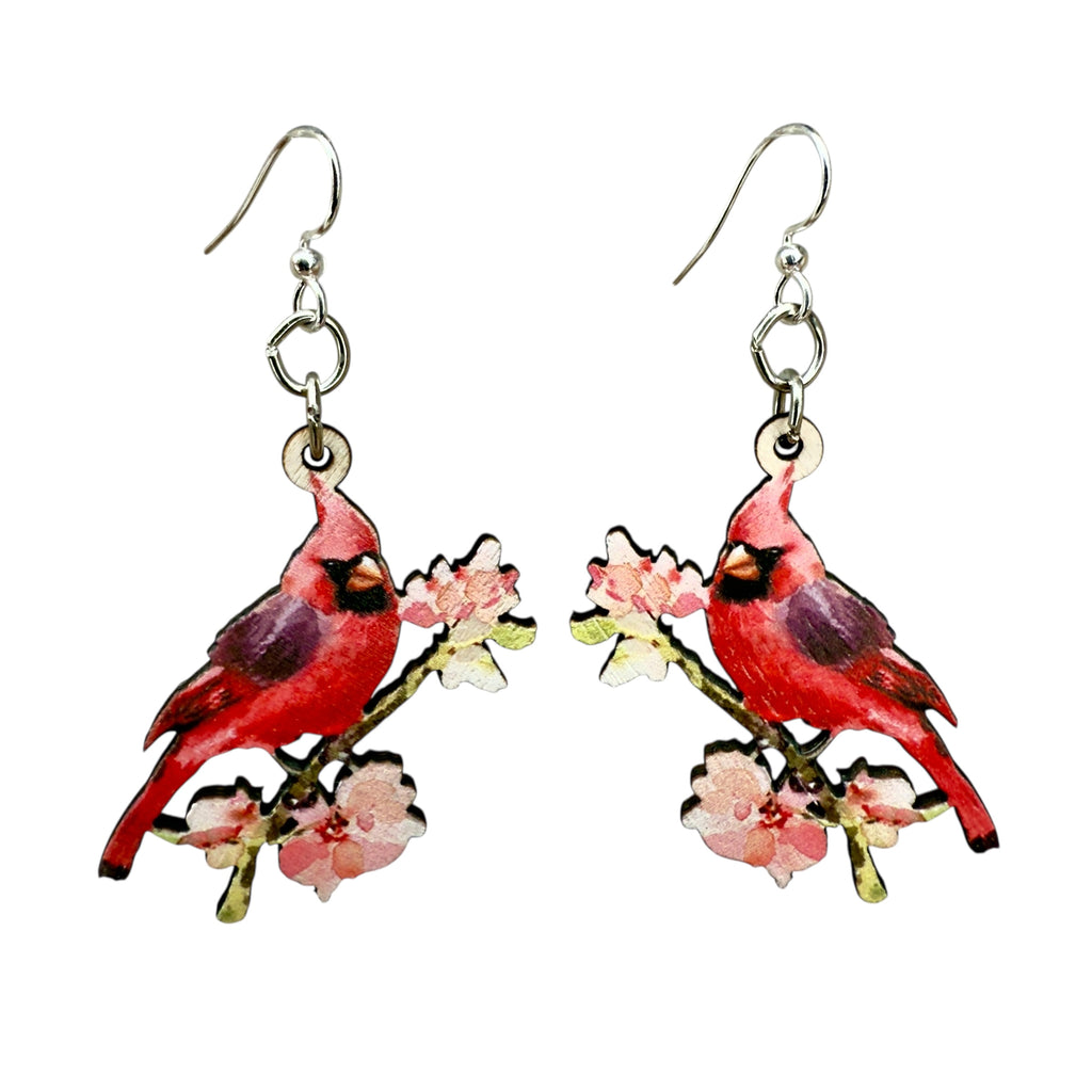 Watercolor Cardinal Earrings #1863