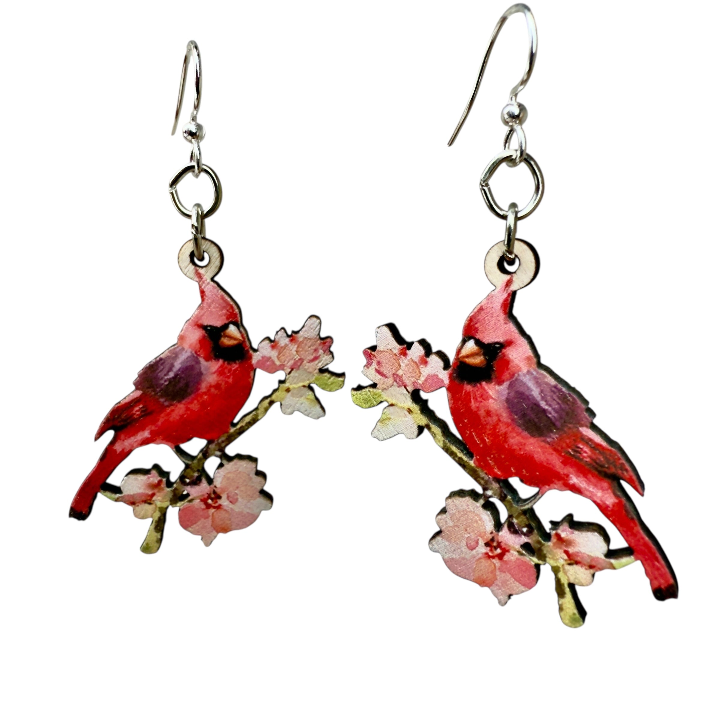 Watercolor Cardinal Earrings #1863