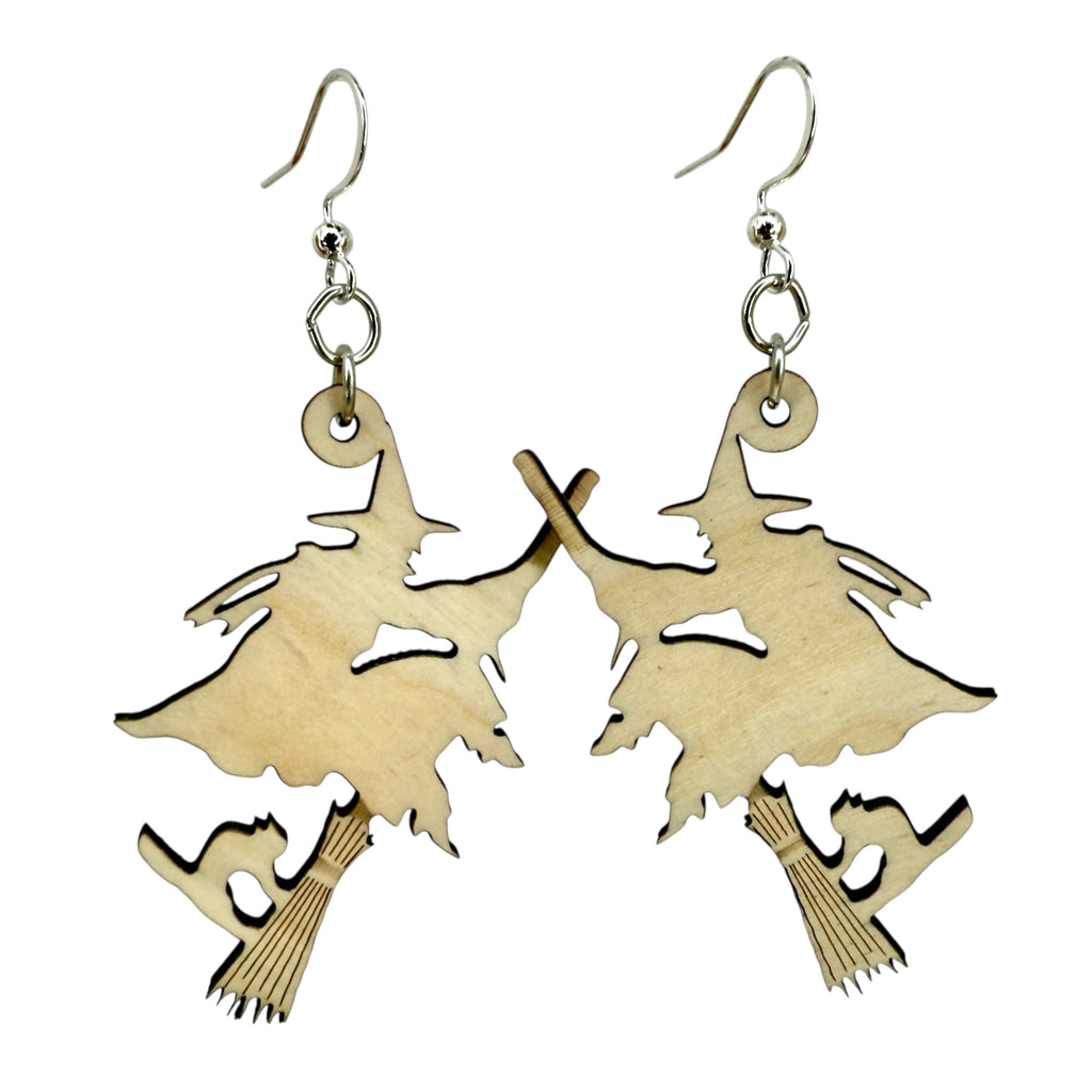 Witch On Broomstick Earrings # 1227
