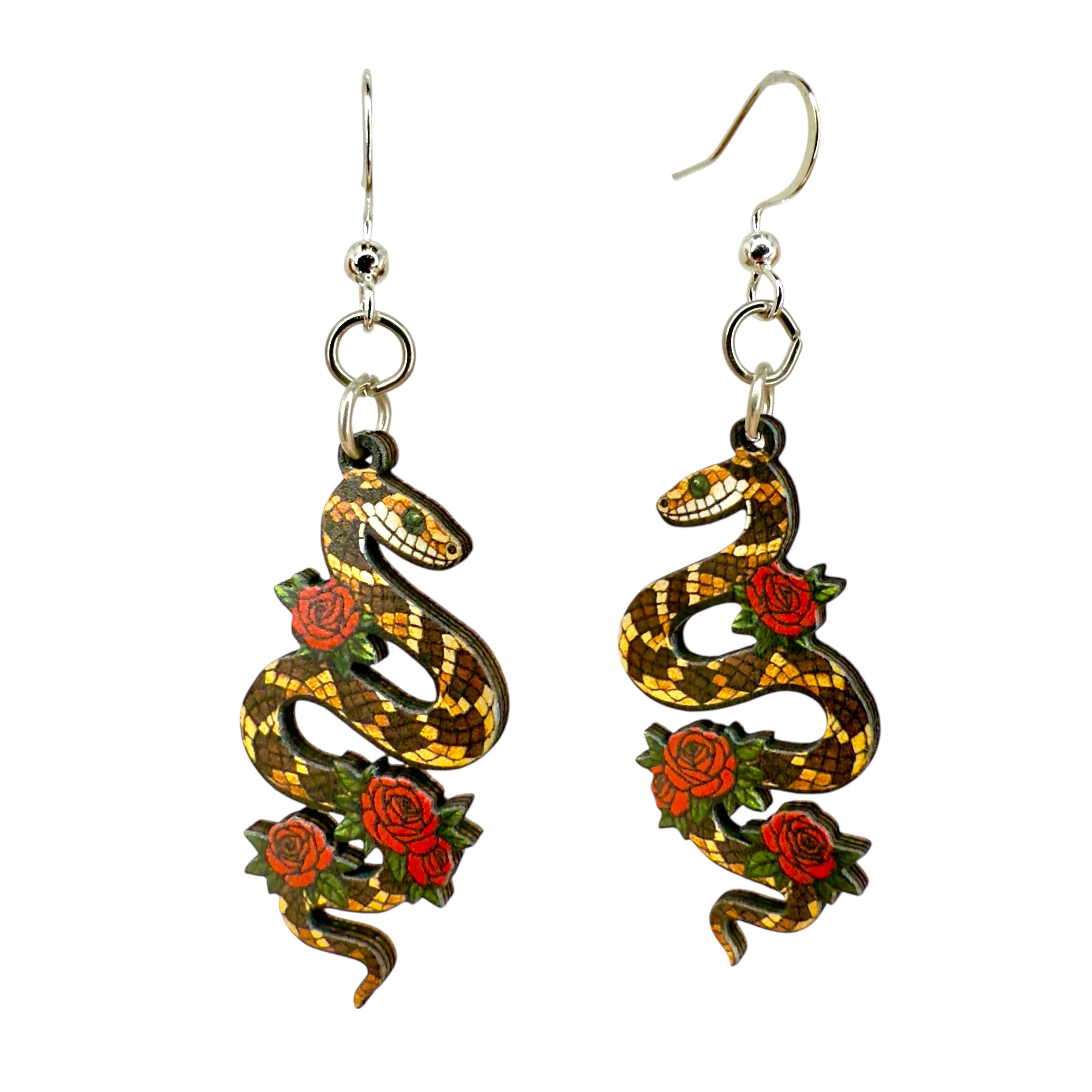 Rattlesnake Rose Earrings #1869