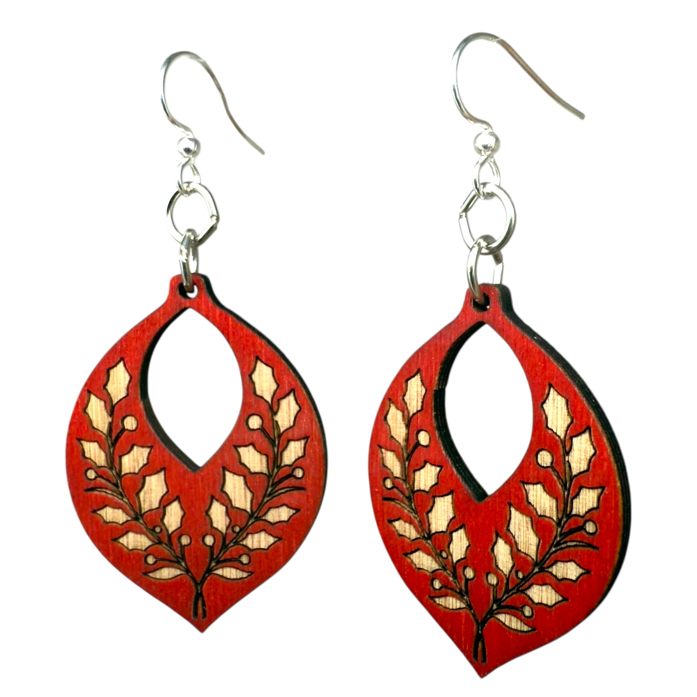 Holly Berry Christmas Earrings #1879