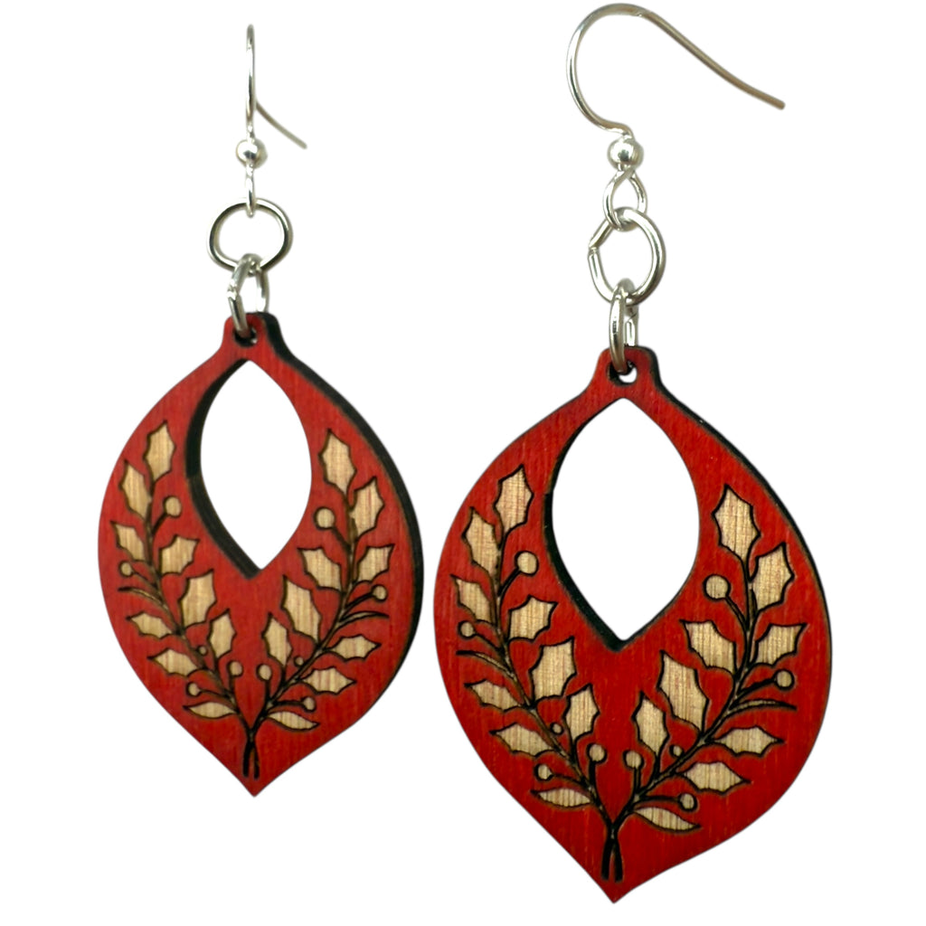 Holly Berry Christmas Earrings #1879