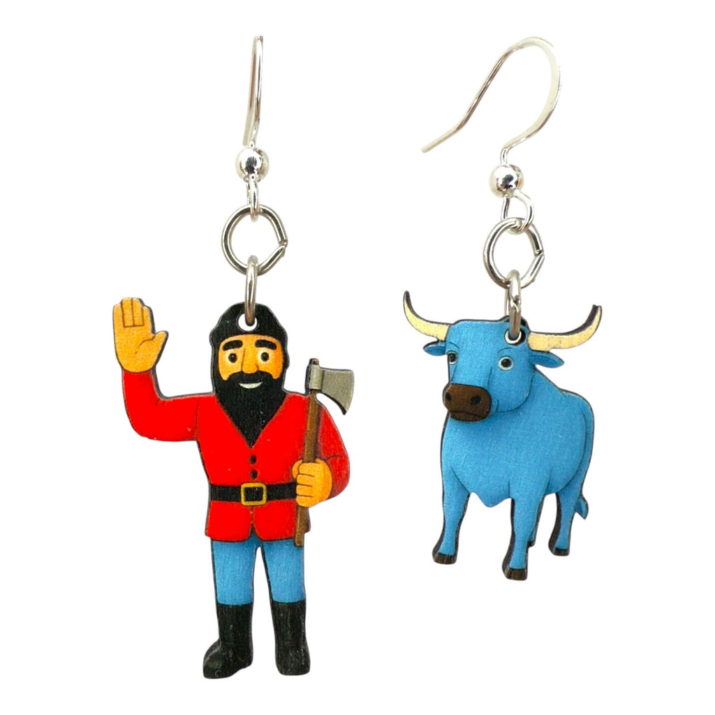 Paul Bunyan and Babe Earrings #1887