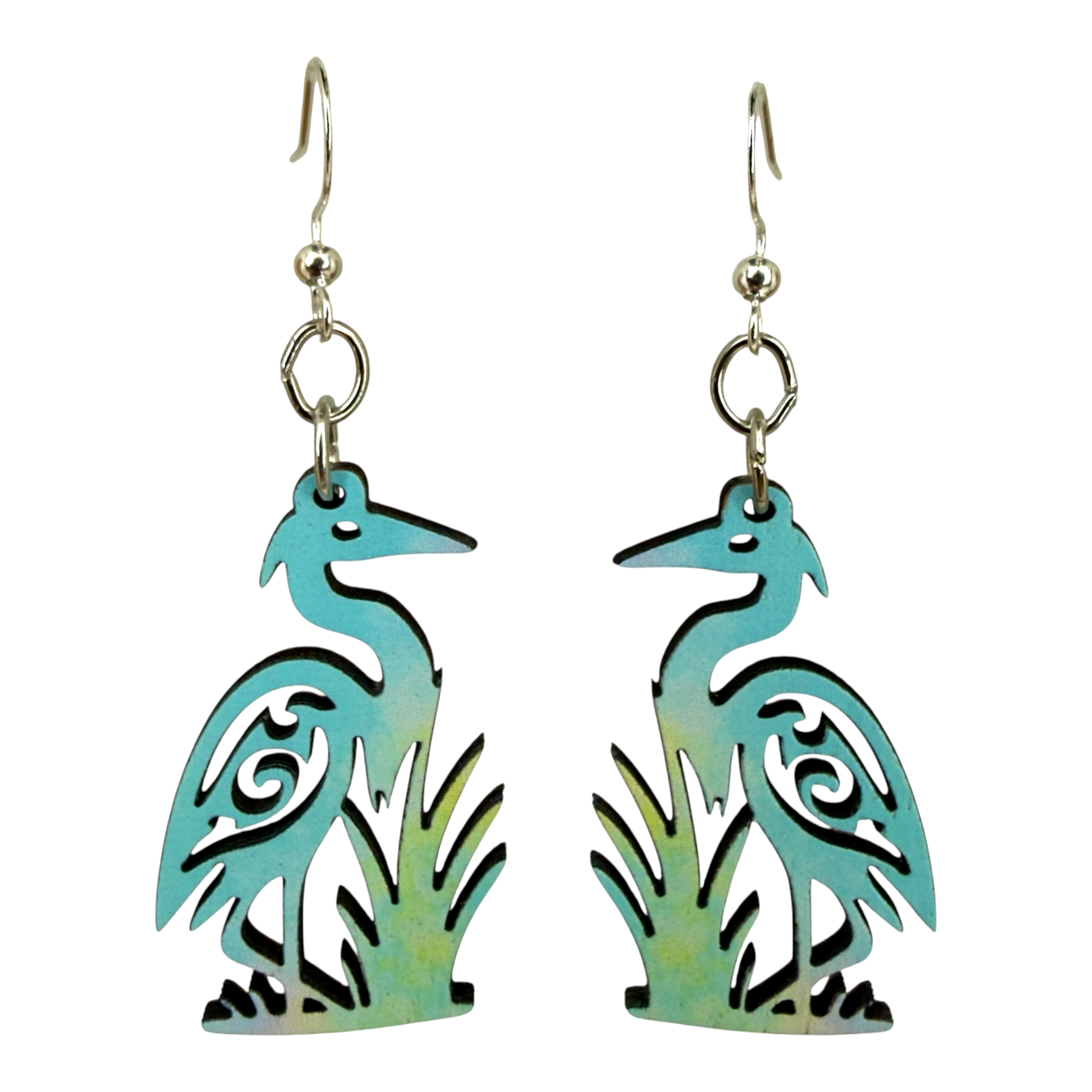 Egret wood earrings