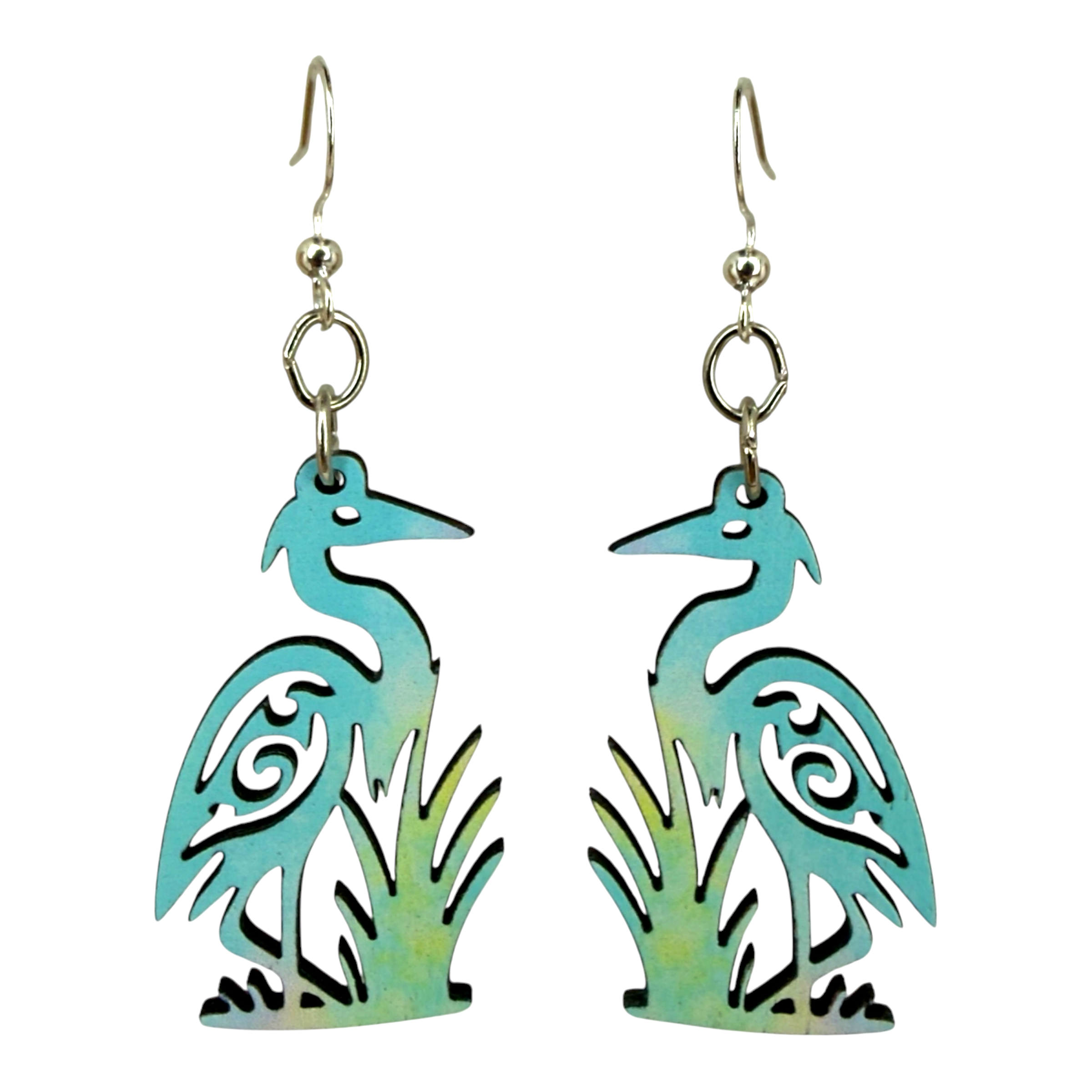 Egret wood earrings